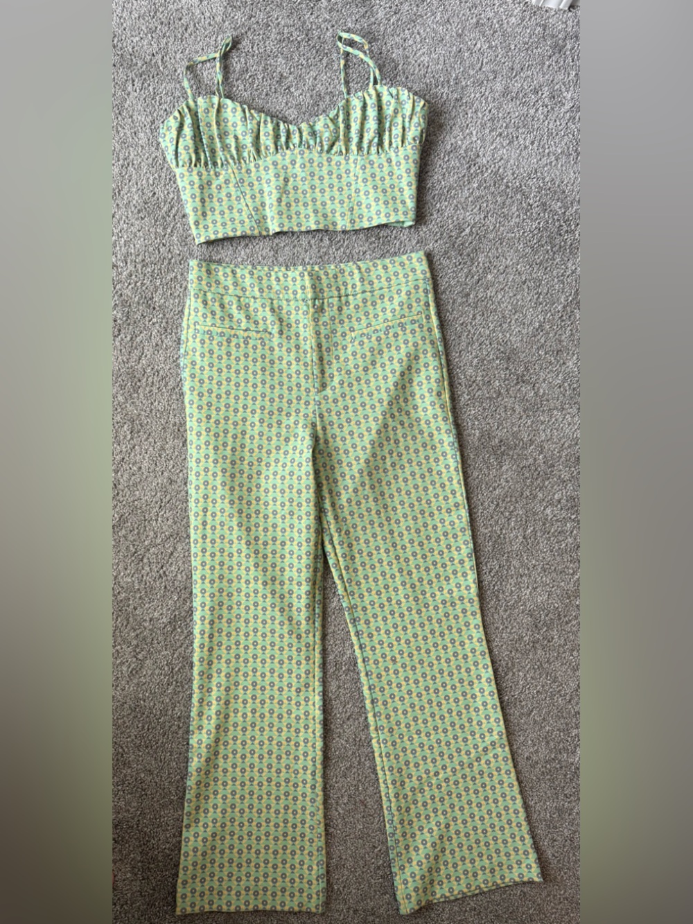 Zara Green Printed Crop Top